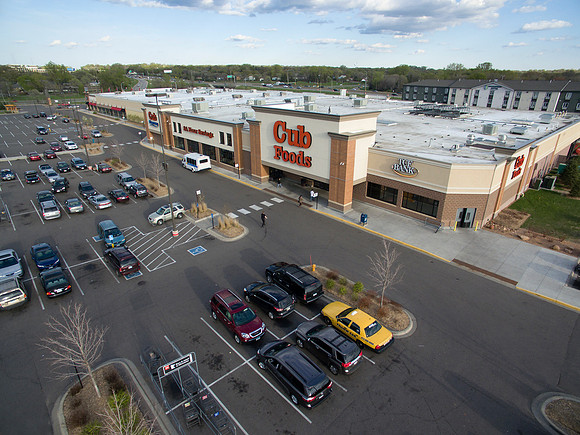 Cub Foods Fridley, Sterling Organization, Drone aerial photo by Jon Huelskamp with LandMark Photography