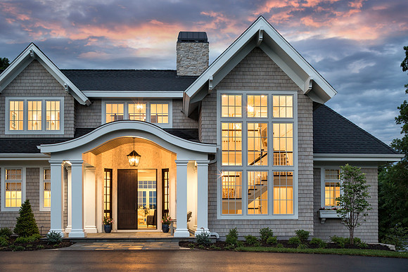 Stunning twilight exterior featuring Marvin Windows