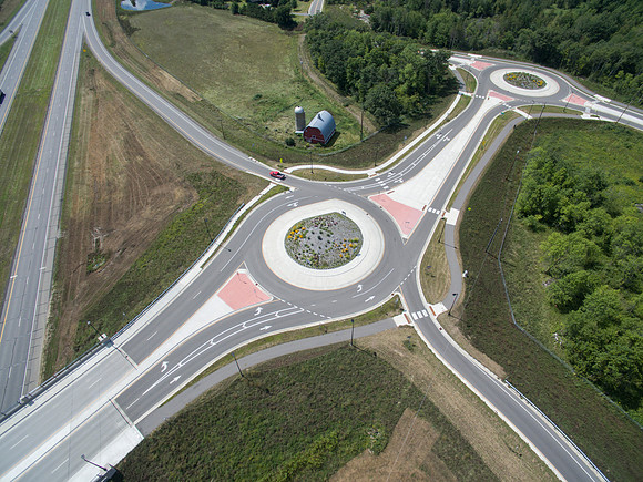 Roundabout Project St Cloud, MN, SEH Engineering, Drone aerial photo by Jon Huelskamp with LandMark Photography